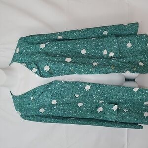 Green Top 70s Blazer Blouse